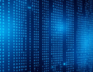blue abstract data stream matrix, Ai Generated