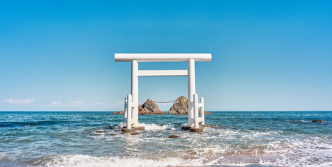 Japanese shrine at seaside