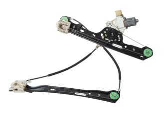 Electric window mechanism for a car on a white isolated background. Automotive spare parts catalog.