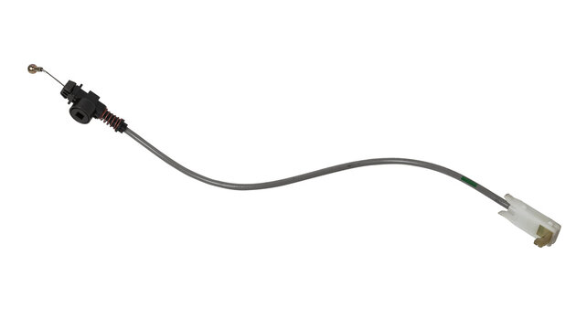 Metal cable parking brake isolated on white background. Auto service industry. Parts catalog. Auto service industry. Spare parts catalog.