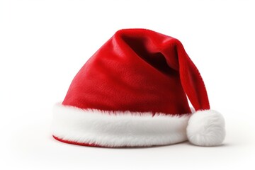 Santa Claus hat isolated on white background, red Santa cap. 
