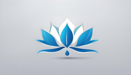 Blue lotus logo, icon template in white background.