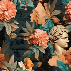 Fotobehang Ancient Greece floral collage repeat pattern © Roman