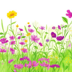 Vector hand drawn wildflower illustration landscape background