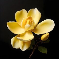 yellow magnolia flowers on a tree branch