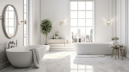 Sophisticated Serenity: Monochromatic White Bathroom