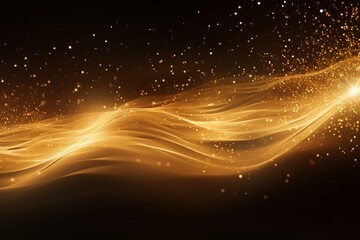 Fototapeta na wymiar Background with flowing golden particles, shimmering glow, and sparkling shine. Generative AI