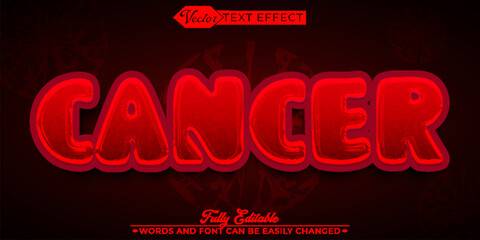 Red Cancer Cell Vector Editable Text Effect Template