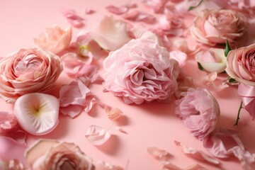 Pink Roses on Pastel Pink Background