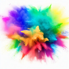 Fototapeta na wymiar colorful rainbow holi paint color powder explosion isolated white background