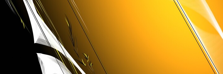 Webdesign Banner Design in gold gelb mit pflanzlichen Elementen - 648639060