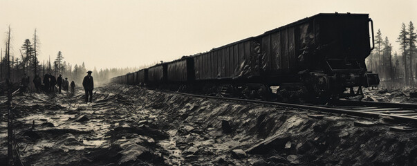 Historic Journey Black and White Train Photography from the 40s After World War II