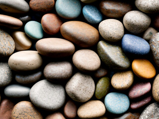 Fototapeta na wymiar Background of small polished and rounded stones.