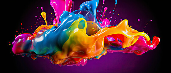 smooth paint splash in trend colors yellow, blue and magenta