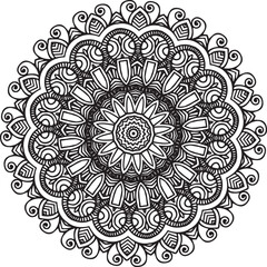 Circular pattern in form of mandala for Henna, Mehndi, tattoo, decoration. Decorative ornament in ethnic oriental style. Coloring book page.

