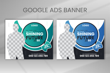 Flat Google Ads Banner Design Template for Dental Care Science Cover Ads  Vector