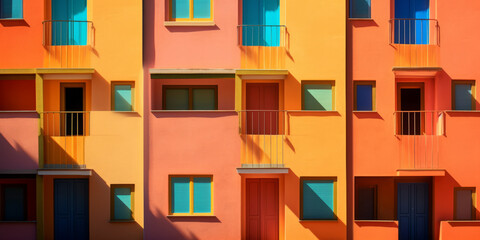 Naklejka premium Colorful architecture, light and shadow ,generative ai