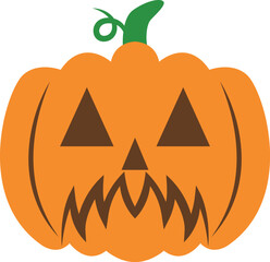 Creepy orange halloween pumpkin vector icon