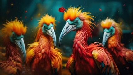 Fototapeta premium Vibrant Exotic Birds with Colorful Feathers