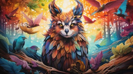 Funny Owl Drawing: Cute and Colorful Autumn Art
