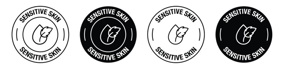 sensitive skin icon vector symbol in black color - obrazy, fototapety, plakaty