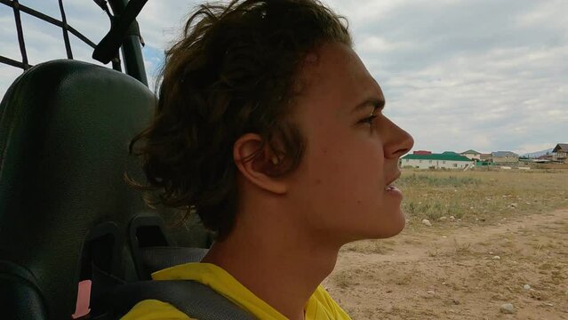 Young man driving off road buggy car.
4wd buggy atv utv adventure. Quad buggy vehicles race. Buggy extreme ride. Cholpon-Ata, Kyrgyzstan.