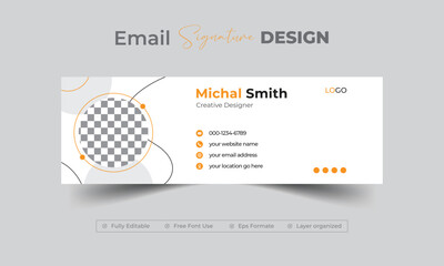 Simple business email signature template design with yellow color