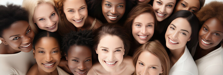 Many ethnic beauties, women of different races - Caucasian, African, Asian and Indian.