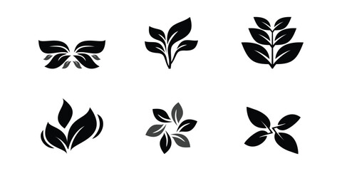 Leaf set logo design with unique concept Premium Vector
