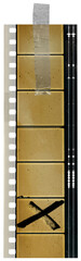 concept 35mm cine film strip with empty frames isolated with cool texture and optical stereo sound...