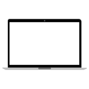 Laptop or notebook with blank screen isolated with clipping path on transparent background