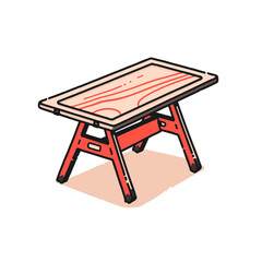 Studio table vector icon in minimalistic, black and red line work, japan web