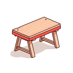 Studio table vector icon in minimalistic, black and red line work, japan web