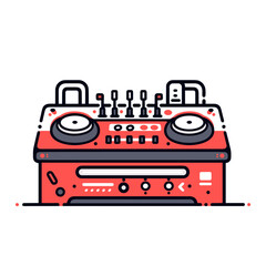 Mixing desk vector icon in minimalistic, black and red line work, japan web