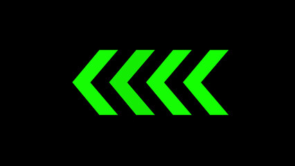 Left chevron arrow icon. glowing arrow sign.