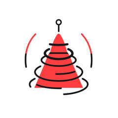 Voice modulation vector icon in minimalistic, black and red line work, japan web