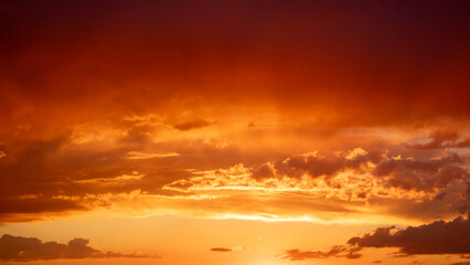 Sunset sky with stunning clouds in the background. Horizontal banner, story.