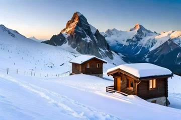 Fotobehang Dolomieten ski resort in the mountains