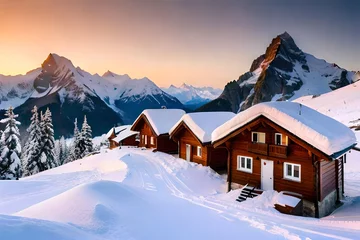 Keuken foto achterwand Dolomieten ski resort in the mountains