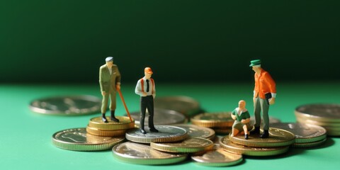 Mini Figures Standing Beside a Euro Coin, Symbolizing the Complex Issues of Financial Disaster, Injustice, Poverty, Wealth, and the Pursuit of Financial Independence Amidst Economic Disparities