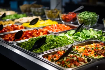 Gordijnen Salatbuffet in einer Kantine salad bar veget, generative ai © FoodArts
