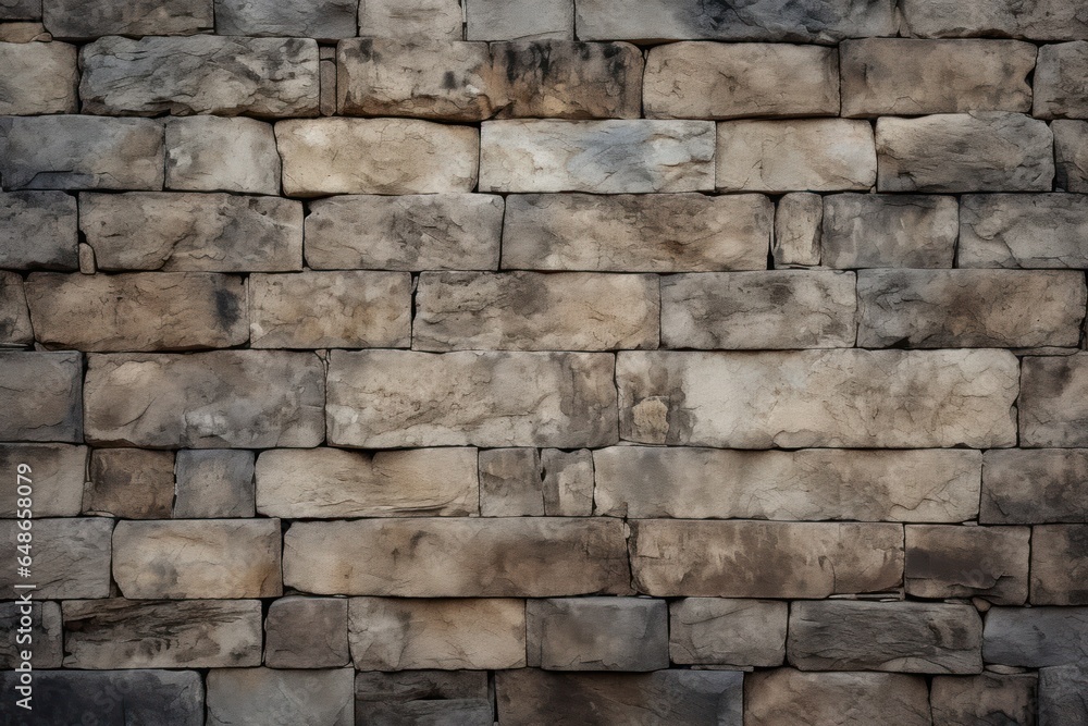 Poster A picture of a wall made of stone blocks. This image can be used to depict architecture, construction, or historical sites.