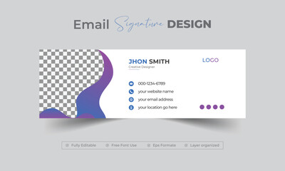 Modern photo places email signature vector design with creative layout