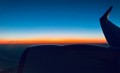 fantastic horizon sunset of skyline on the plane