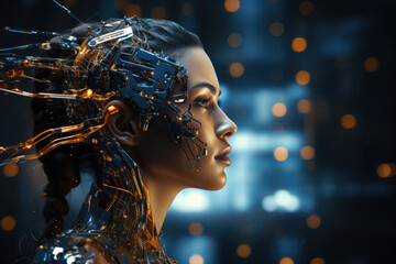 Futuristic image illustrating the connection between artificial intelligence, machine learning, and big data. Generative Ai, Ai.