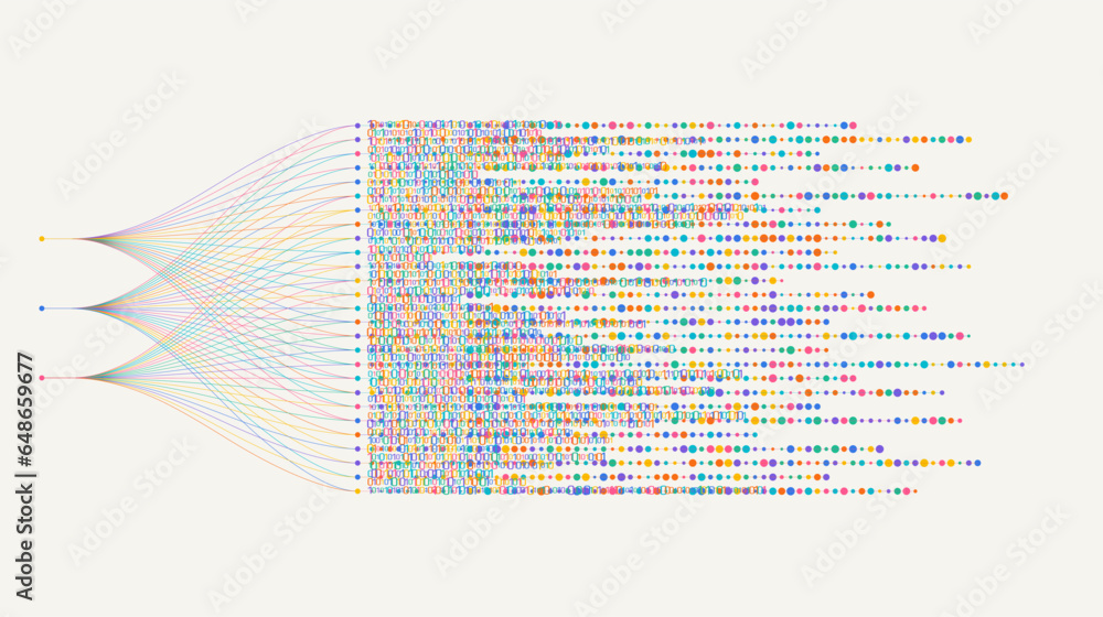 Poster big data visualization. social network, financial analysis of complex databases. data mining. vector