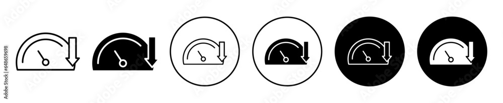 Aufkleber slow icon. low fuel level indicator or barometer symbol. vehicle speed measuring odometer display di