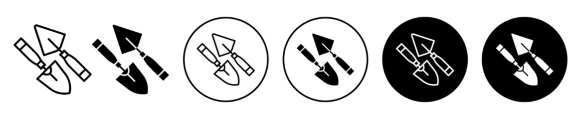 Garden tools icon. Household farm cultivation or gardening equipment symbol. Spade shovel to dig soil vector. Plant ground trowel sign. © Krupal