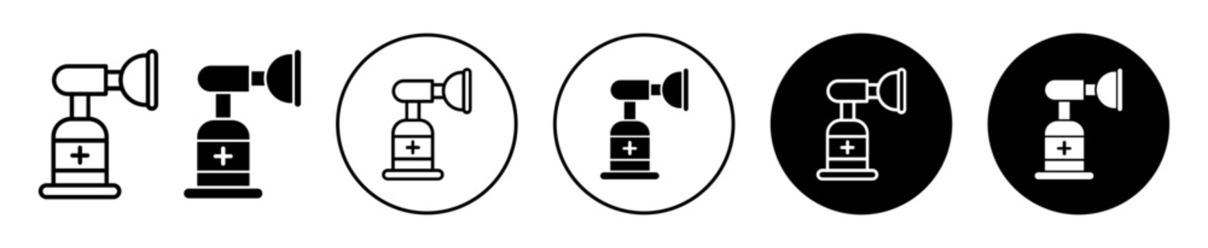 anesthesia inhaler icon. breath taking medical device for artificial oxygen supply instrument vector. Ambu bag with cylinder sign.