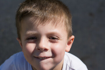close up portrait of emotionally little boy